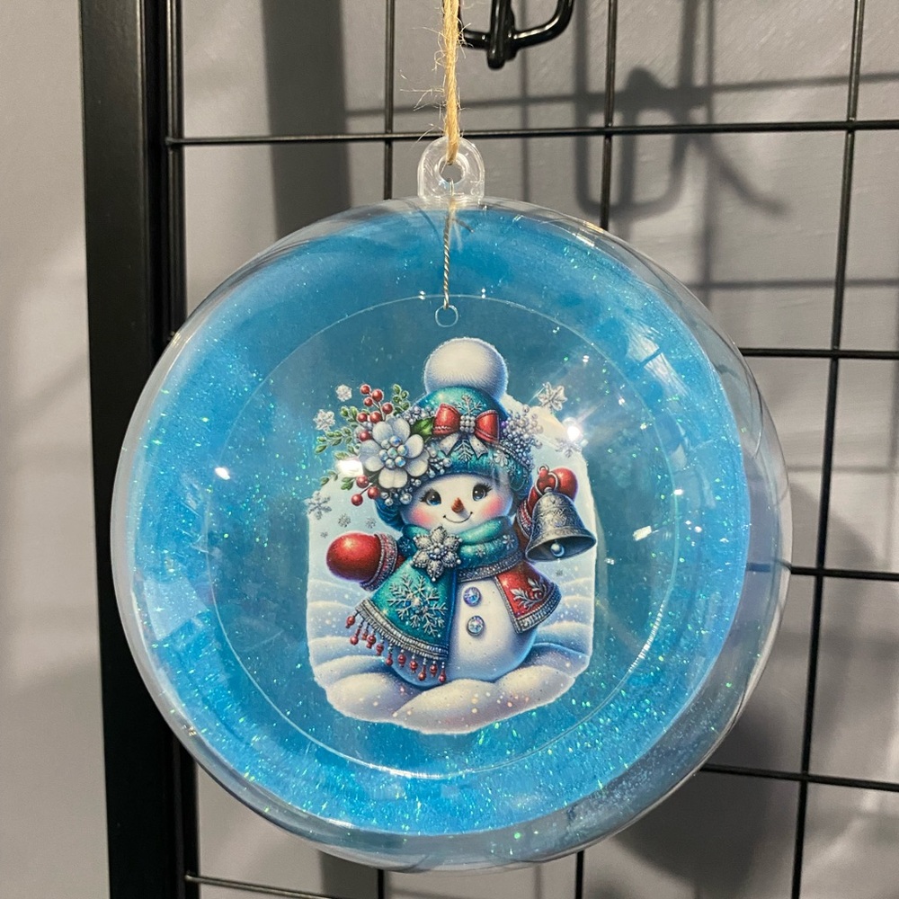 Festive Snowman Ornament with Blue Accents